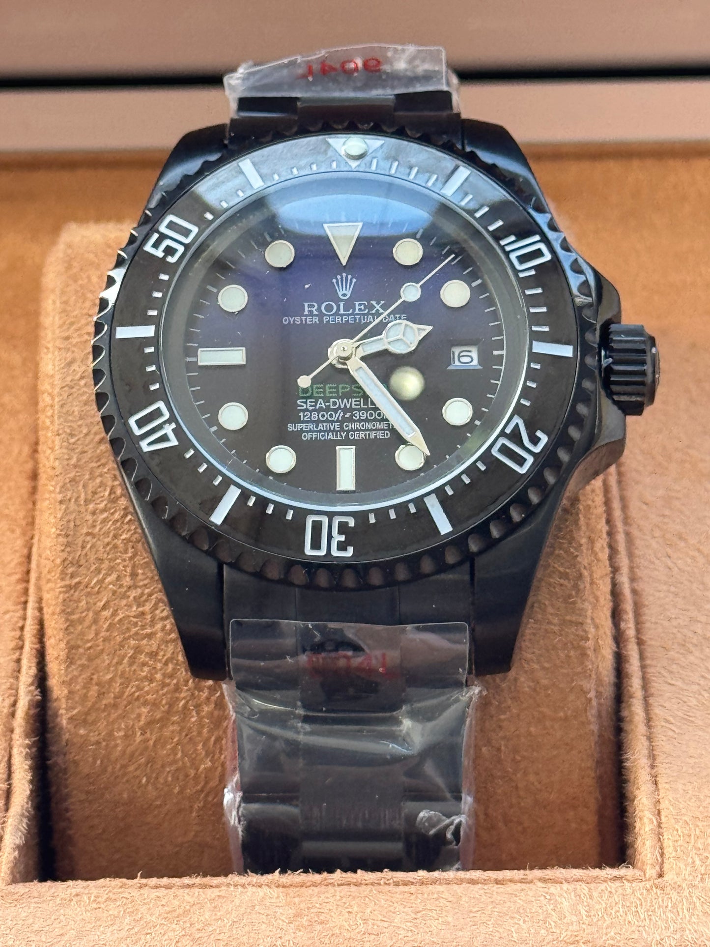 HERMOSO DISEÑO RELOJ AUTOMÁTICO MECÁNICO DEEP SEA DEWELLER VÁLVULA DE ESCAPE FECHADOR ETC;