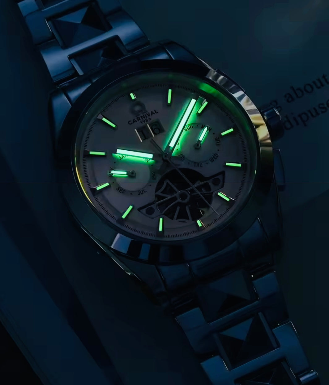 HERMOSO Y ELEGANTE RELOJ AUTOMÁTICO MECÁNICO CRISTAL ZAFIRO LUMINOSO 💯% ORIGINAL