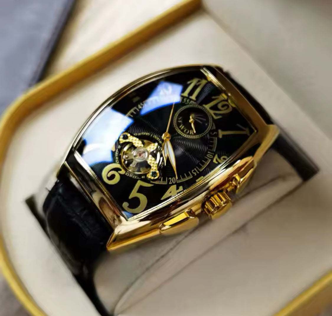 Hermoso Reloj Automático Mecánico Tourbillon Fase Lunar 💯% Original