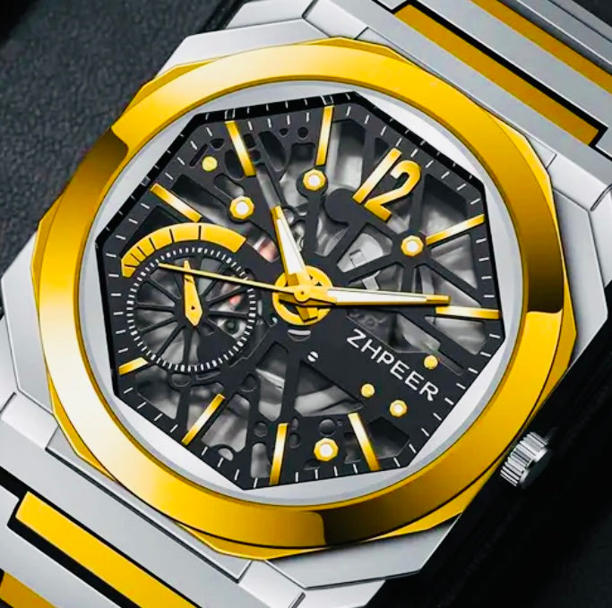 Moderno Reloj Skeleton de Cuarzo Excelente para Regalo 🎁