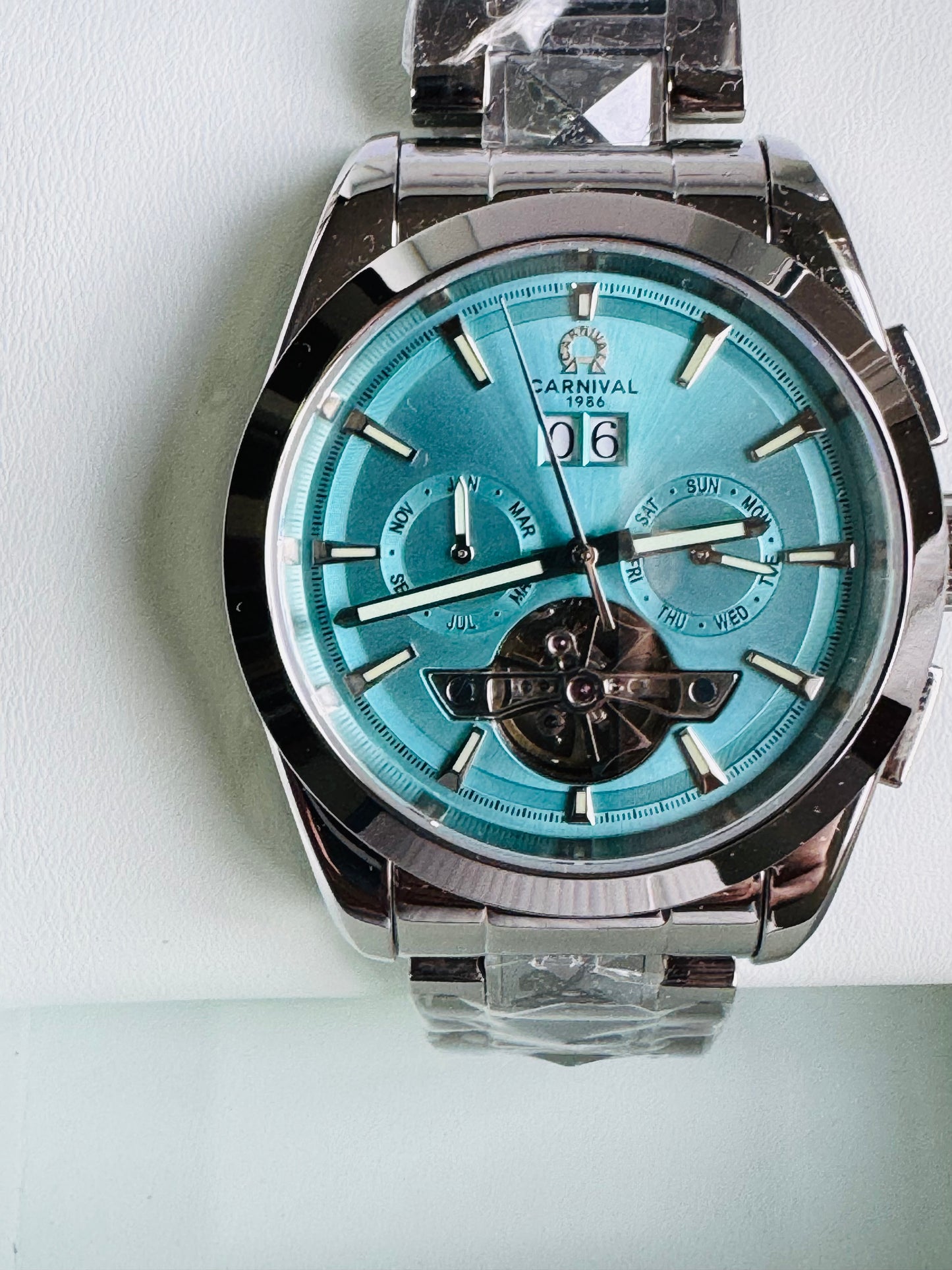 INNOVADOR DISEÑO RELOJ TOURBILLON-AUTOMÁTICO MECÁNICO TUNGSTENO DE LUJO -CRISTAL ZAFIRO-LUMINOSO- ESPECTACULAR BRAZALETE TUNGSTENO DE ALTA CALIDAD!!! MÚLTIPLES COMPLICACIONES-SEMANARIO-MES-FECHADOR-MOVIMIENTO HUECO-DESCARGADOR AUTOMÁTICO DE PRESIÓN- ETC