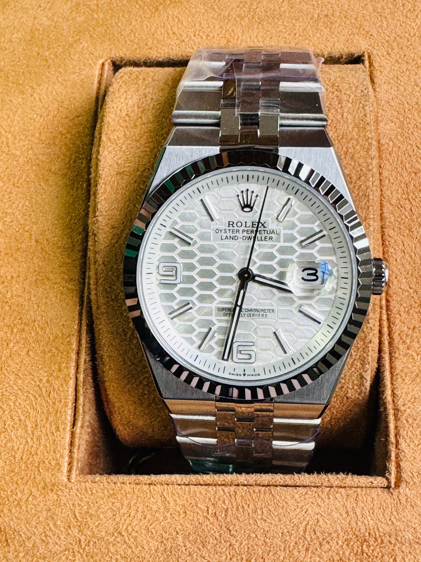 ÚNICO Y EXCLUSIVO RELOJ ROLEX OYSTER PERPETUAL LAND DWELLER- FECHADOR-39 JOYAS 💎 -CRISTAL ZAFIRO- ULTIMO MODELO Y DISEÑO! MÁXIMA ELEGANCIA!!!