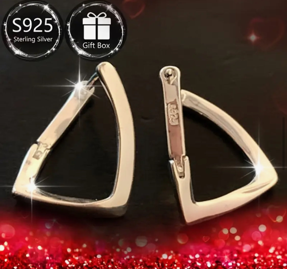 Pendientes de plata esterlina 925, 2 piezas, diseño geométrico, plateado, 1.2g, incluye caja de regalo 🎁 Ideal como presente!