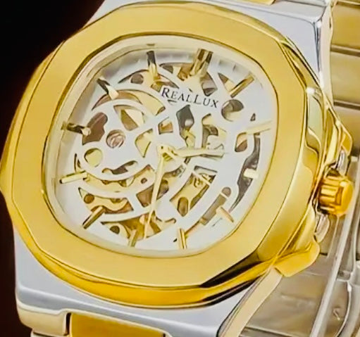 Distinguido Reloj Automático Mecánico Skeleton! Luminoso Hermoso Diseño!