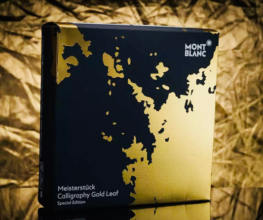 ESPECTACULAR Y ELEGANTE DISEÑO MONTBLANC SOLITAIRE  HOJA DE ORO 24k PLUMA ESTILOGRÁFICA FLEXIBLE