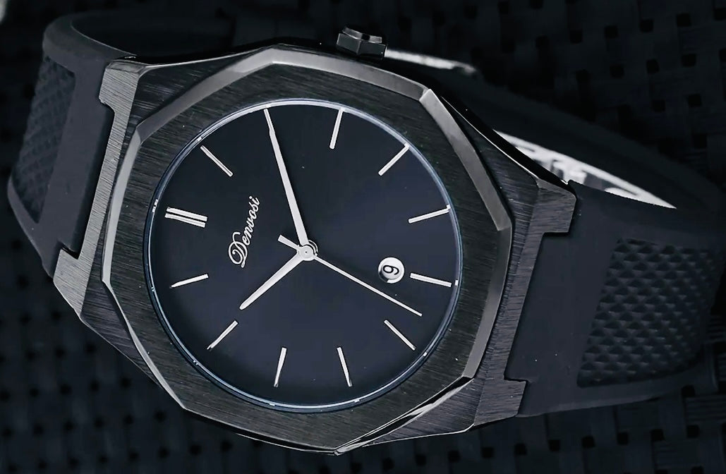 Moderno Diseño Reloj Octagonal Movimiento de Cuarzo 💯% Original Disponible en Negro y Gris con Plateado y Dorado