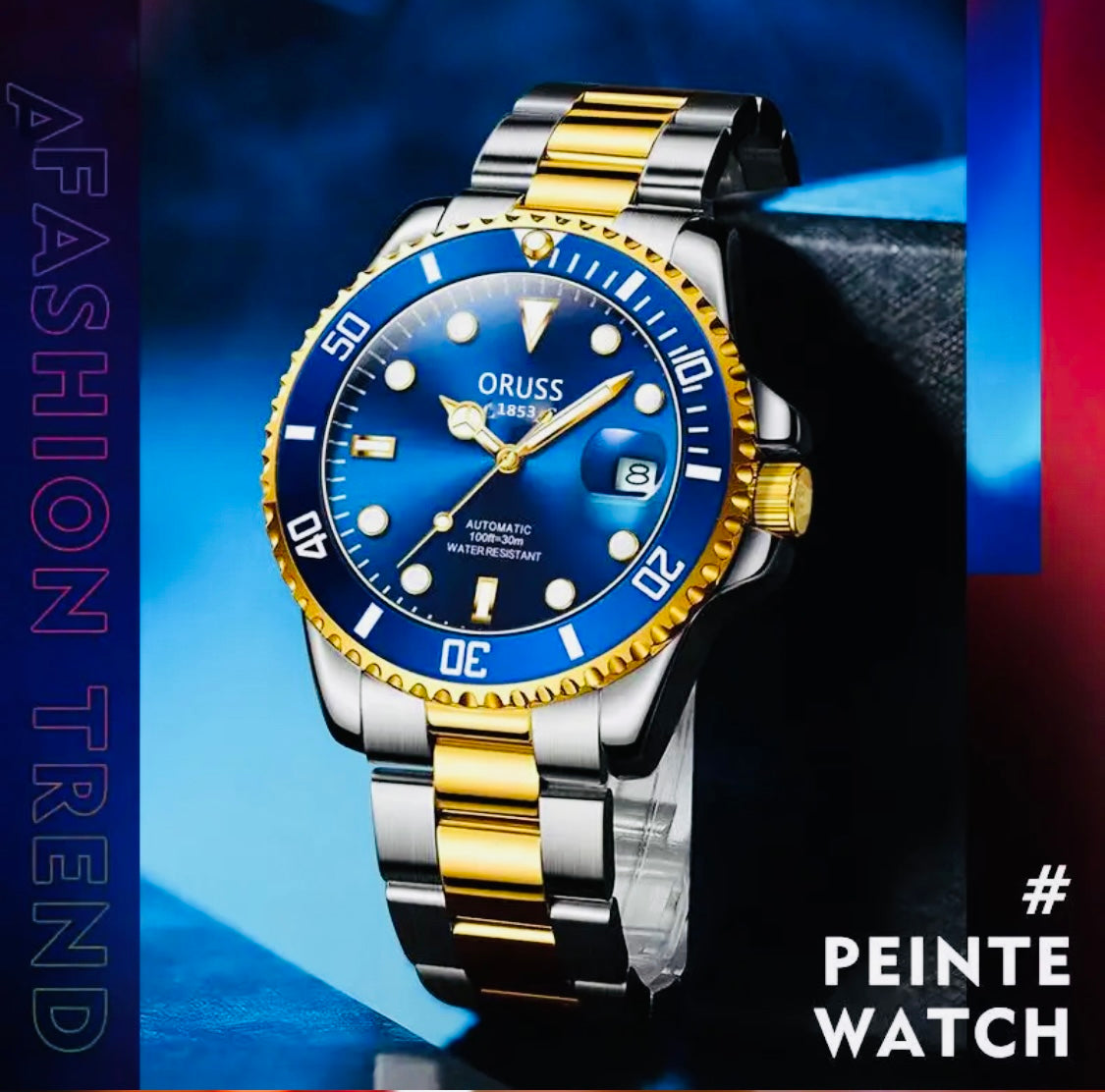 Elegante Reloj con Fechador-Acero Inoxidable Tipo SUBMARINER