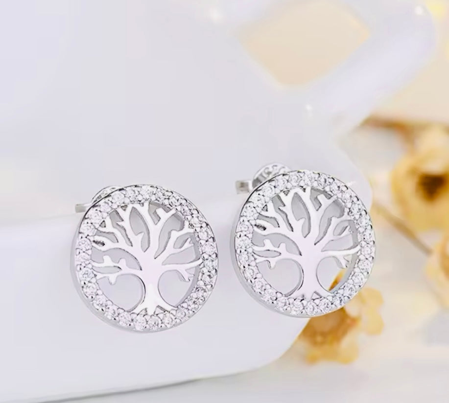 Elegantes Aretes de Plata 925 Árbol de la Vida! Perfectos para Regalo 🎁