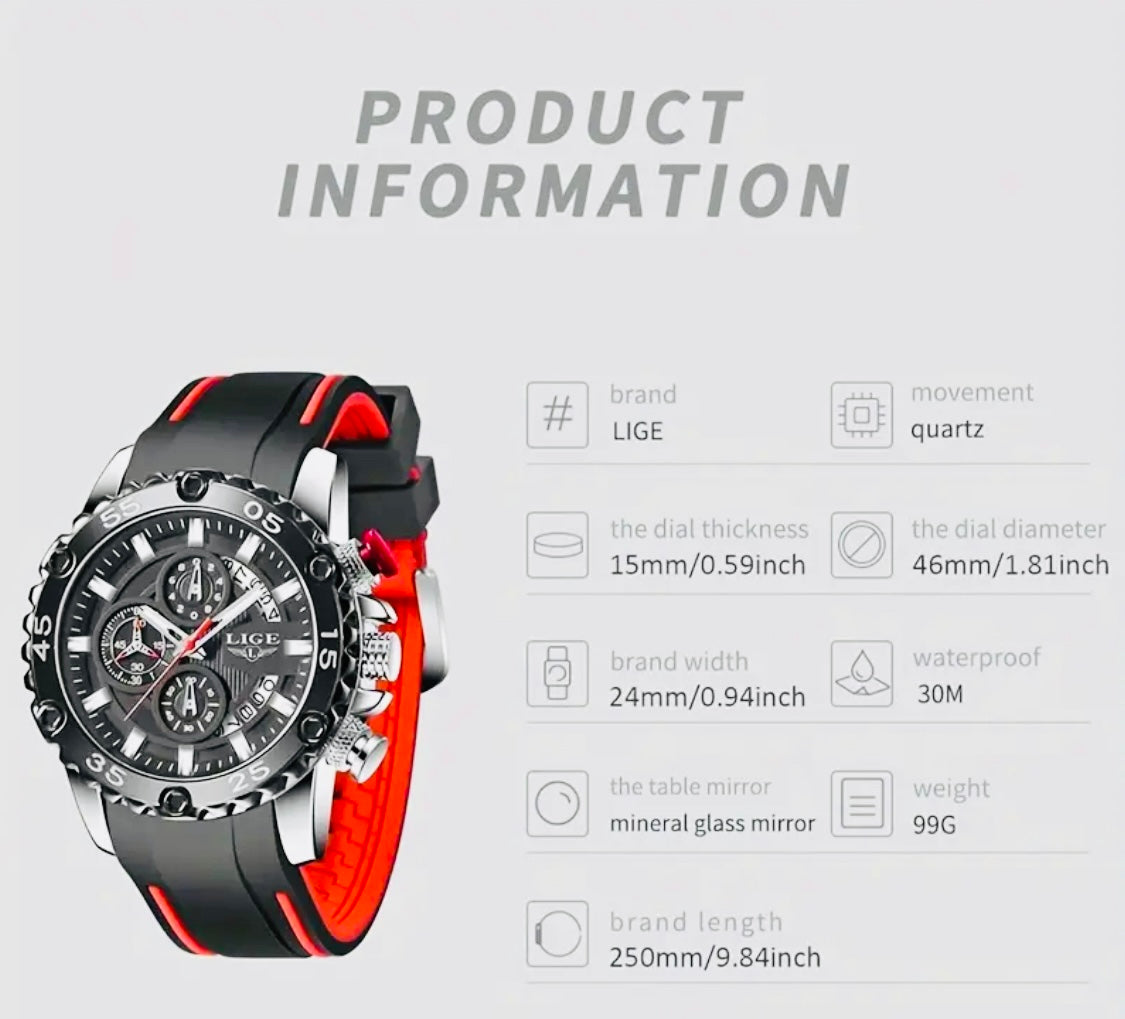 Espectacular Diseño Reloj Multifuncional Movimiento de Cuarzo-Gran Calidad de Acabados 

Ideal para Toda Ocasión 💯% Original
