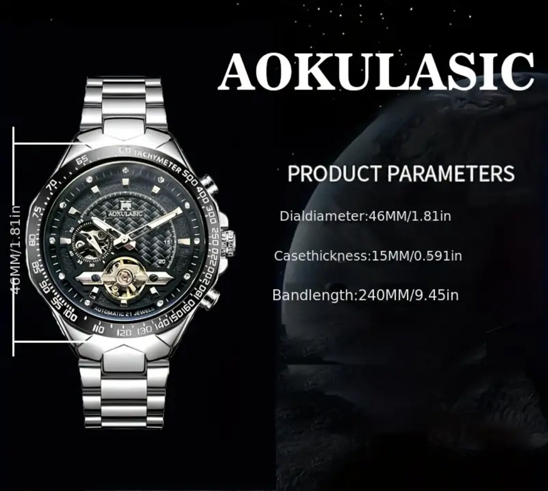 Espectácular Diseño Reloj Mecánico Automático Tourbillon! Elegante y Estiloso con Movimiento de Tourbillon - Diseño Hueco Elegante, Correa de Acero Inoxidable! Gran Calidad en sus Materiales y Diseño! 💯% Original