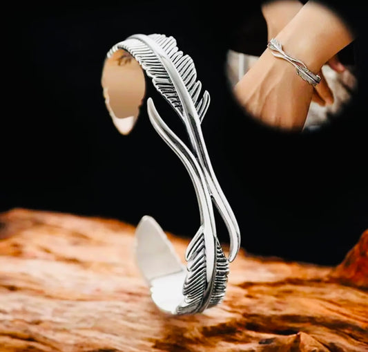 Hermosa Esclava en Forma 2 Plumas Unitallas- Unisex - Hipoalergenica Perfecto para Regalo
