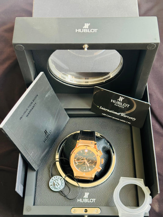 MÁXIMO LUJO RELOJ AUTOMÁTICO MECÁNICO HUBLOT - MÚLTIPLES COMPLICACIONES FUNCIONALES -CRISTAL ZAFIRO-21 JOYAS-MÁXIMA ELEGANCIA!!!