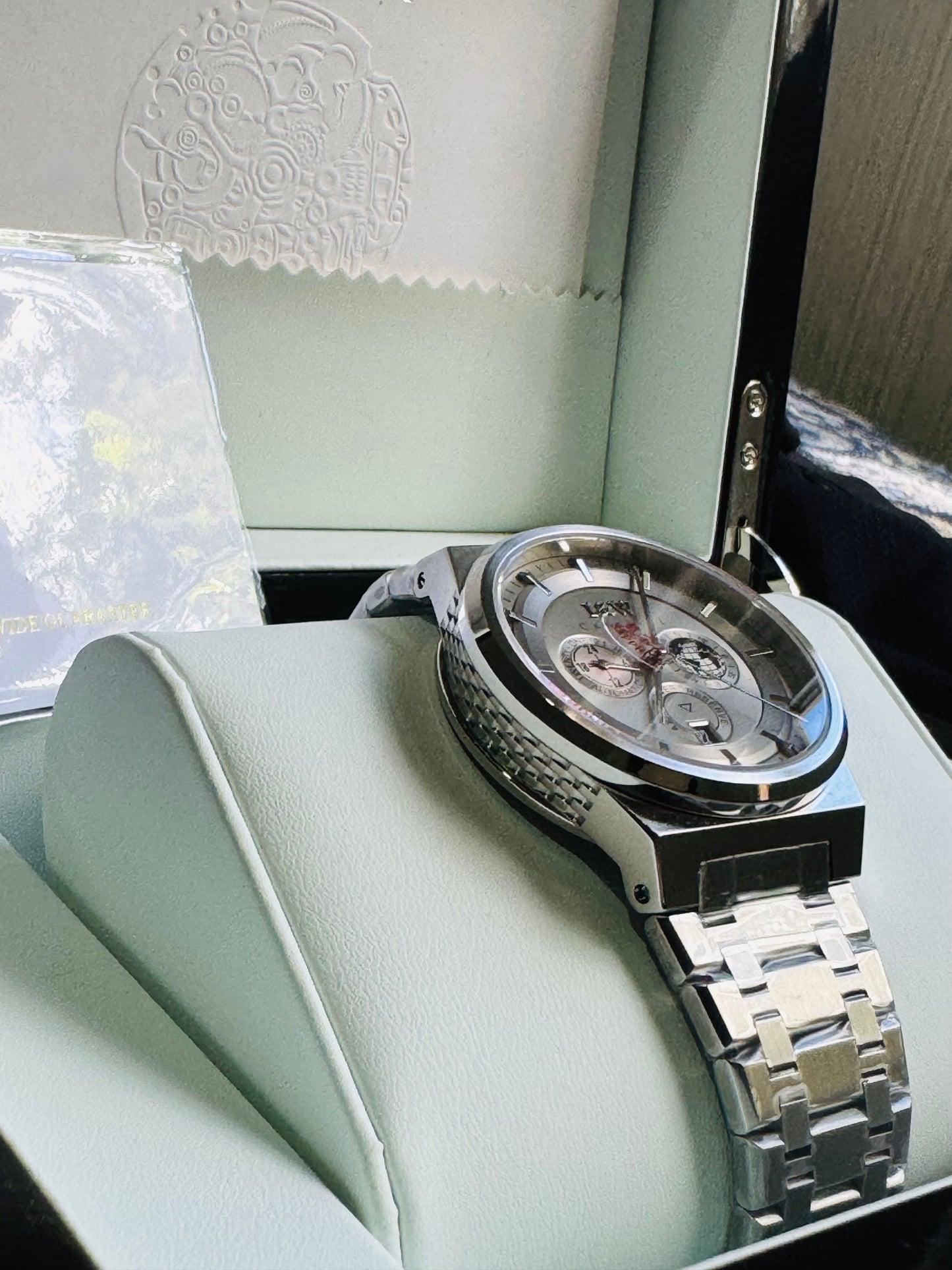 HERMOSO HE INTRINCADO DISEÑO!!!RELOJ I&W AUTOMATICO MECÁNICO-CALENDARIO -42 HORAS DE RESERVA DE CARGA-FECHADOR-DIAL 21 JOYAS 💎 RESISTENTE AL AGUA- ALTA CALIDAD!!! 💯% ORIGINAL