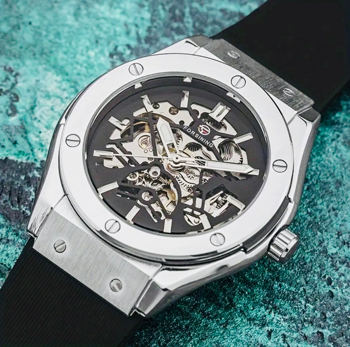 Elegante Reloj Automático Mecánico SKELETON Excelente Calidad y Diseño! Moderna Correa de Silicona! 💯% Original