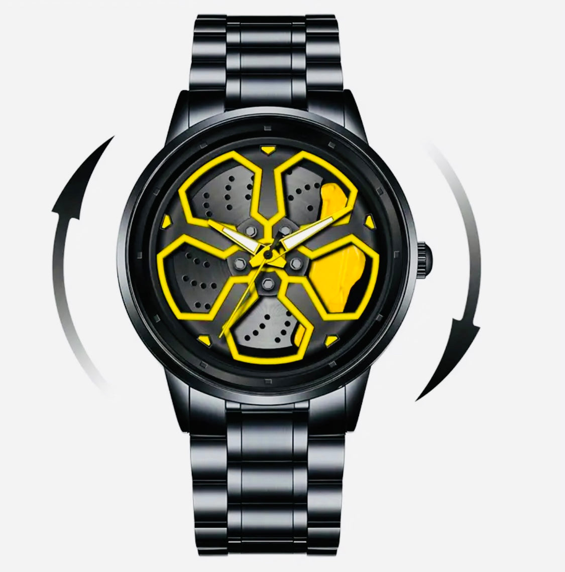 Reloj de Rin Giratorio Acero Inoxidable Movimiento de Cuarzo Disponible en Rojo-Amarillo y Negro