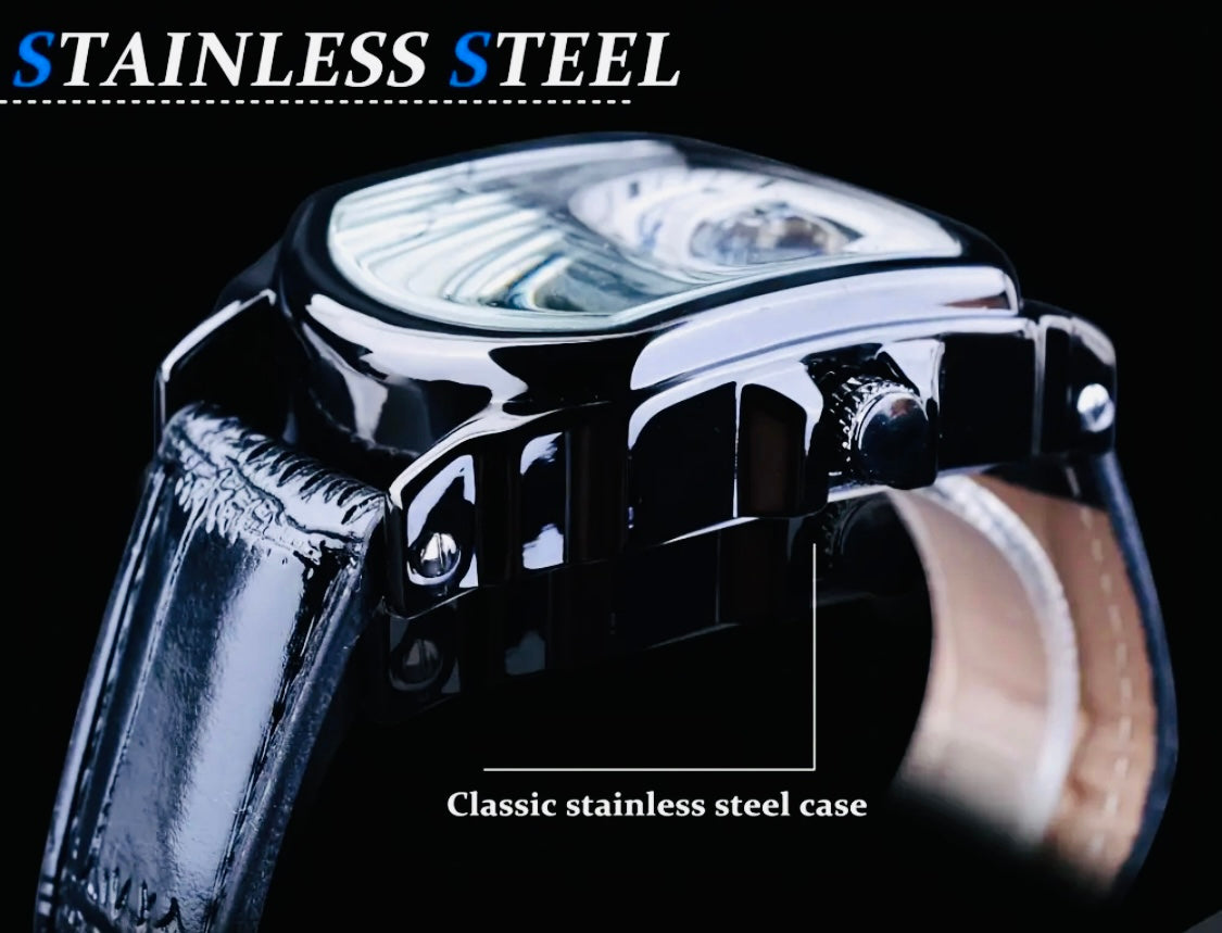Elegante y Hermoso Reloj Automático Mecánico ⚙️ Skeleton 💯% Original Disponible con Carátula Negra y Blanca!