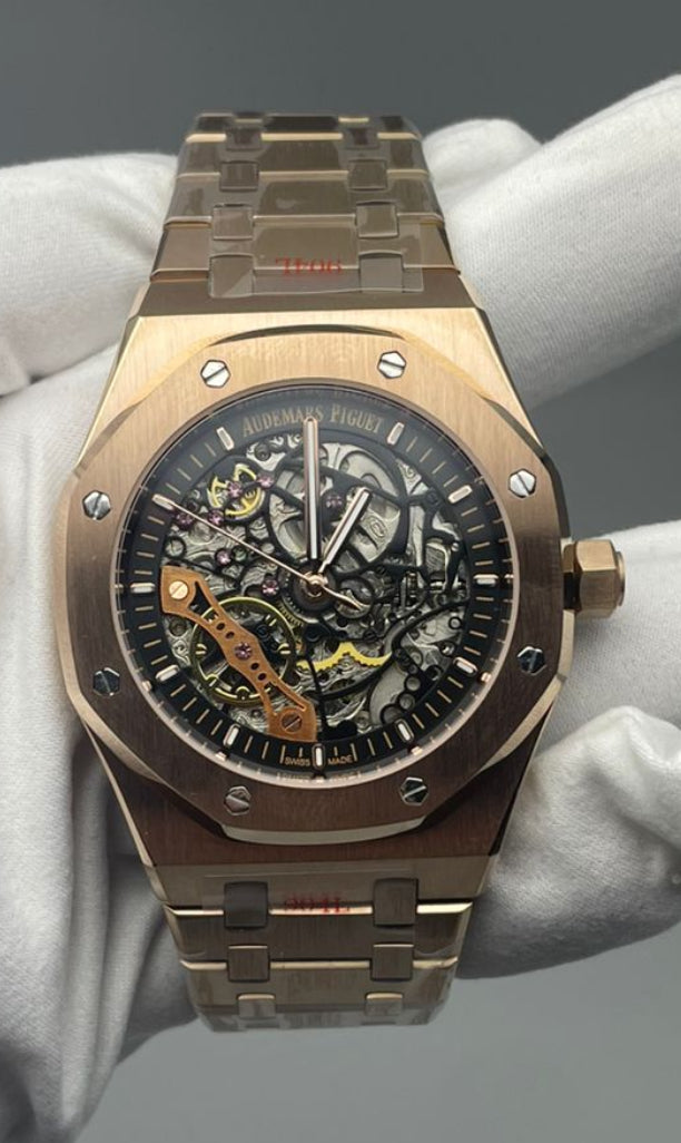 IMPRESIONANTE RELOJ AUTOMÁTICO MECÁNICO AP SKELETON TOURBILLON MÁXIMA CALIDAD 12-A