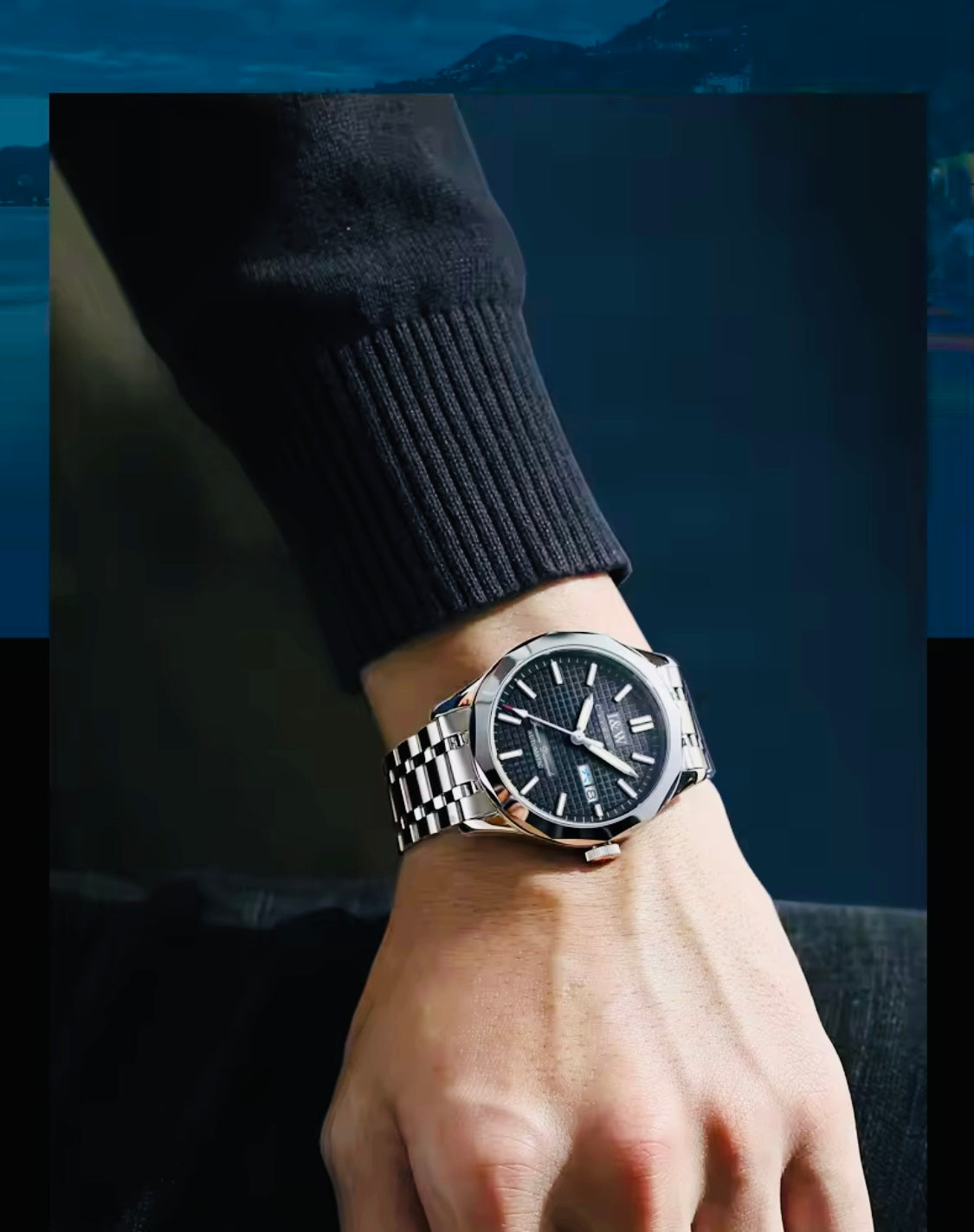 IMPRESIONANTE RELOJ AUTOMÁTICO MECÁNICO I&W - TUNGSTENO-24 JOYAS 💎-FECHADOR-CRYSTAL ZAFIRO-MOVIMIENTO SUIZO- 💯% ORIGINAL