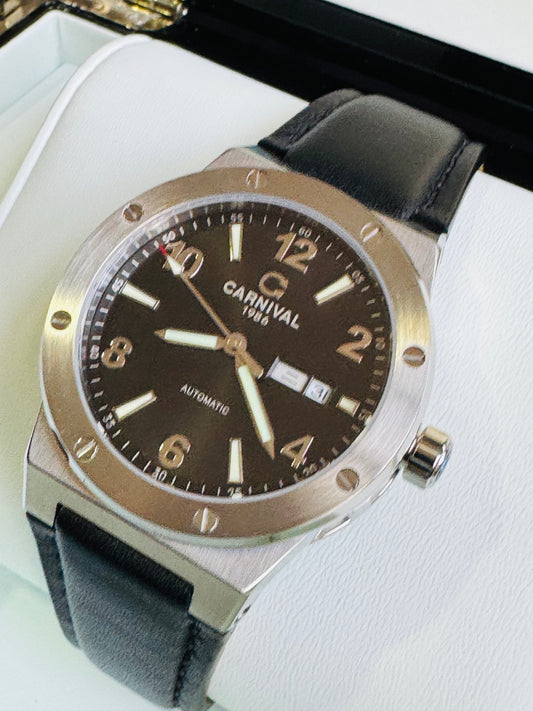 IMPECABLE RELOJ AUTOMÁTICO MECÁNICO DE GRAN CALIDAD MOVIMIENTO JAPONÉS MIYOTA-21 JOYAS- CRISTAL ZAFIRO-FECHADOR-SEMANARIO-A PRUEBA DE AGUA 30 MT. 💯% ORIGINAL
