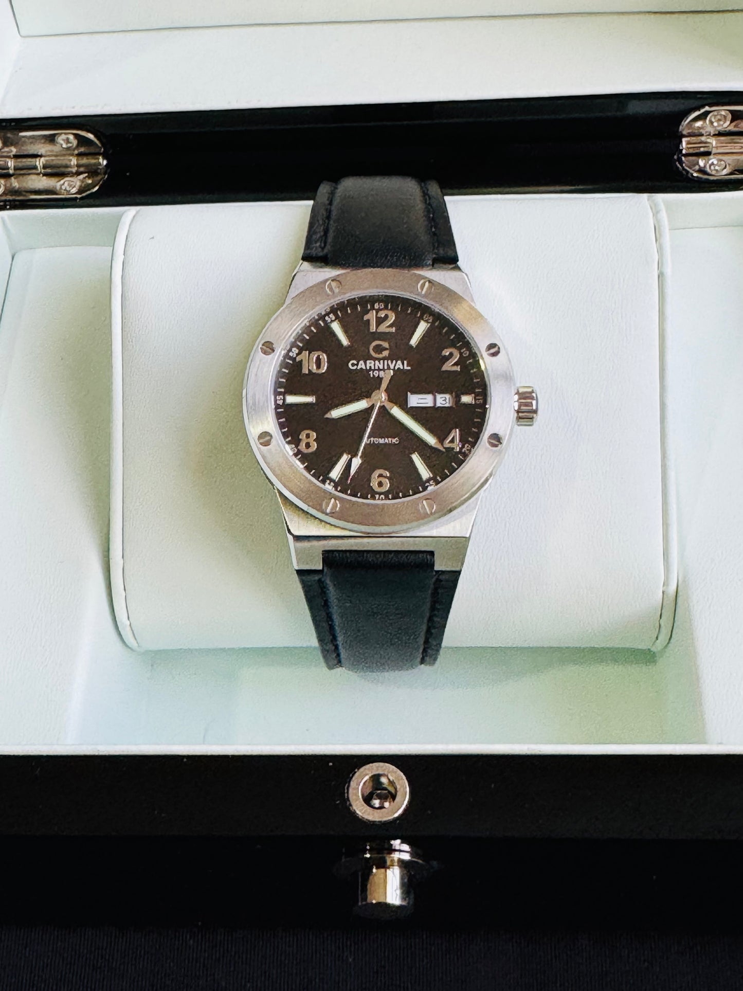 IMPECABLE RELOJ AUTOMÁTICO MECÁNICO DE GRAN CALIDAD MOVIMIENTO JAPONÉS MIYOTA-21 JOYAS- CRISTAL ZAFIRO-FECHADOR-SEMANARIO-A PRUEBA DE AGUA 30 MT. 💯% ORIGINAL