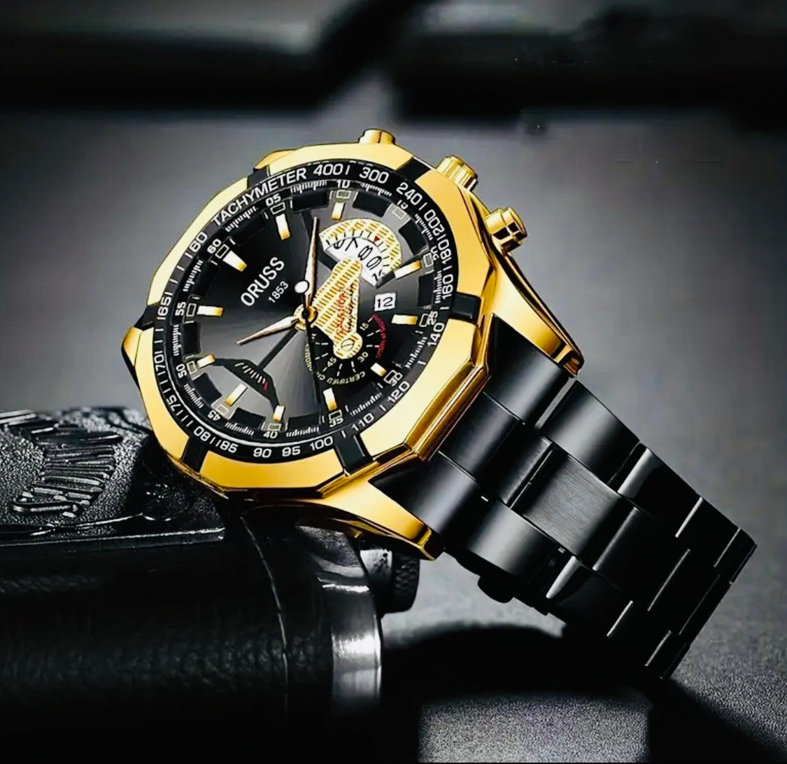 Reloj deportivo de negocios genuino y dominante. Reloj para hombre con doble calendario luminoso simple.