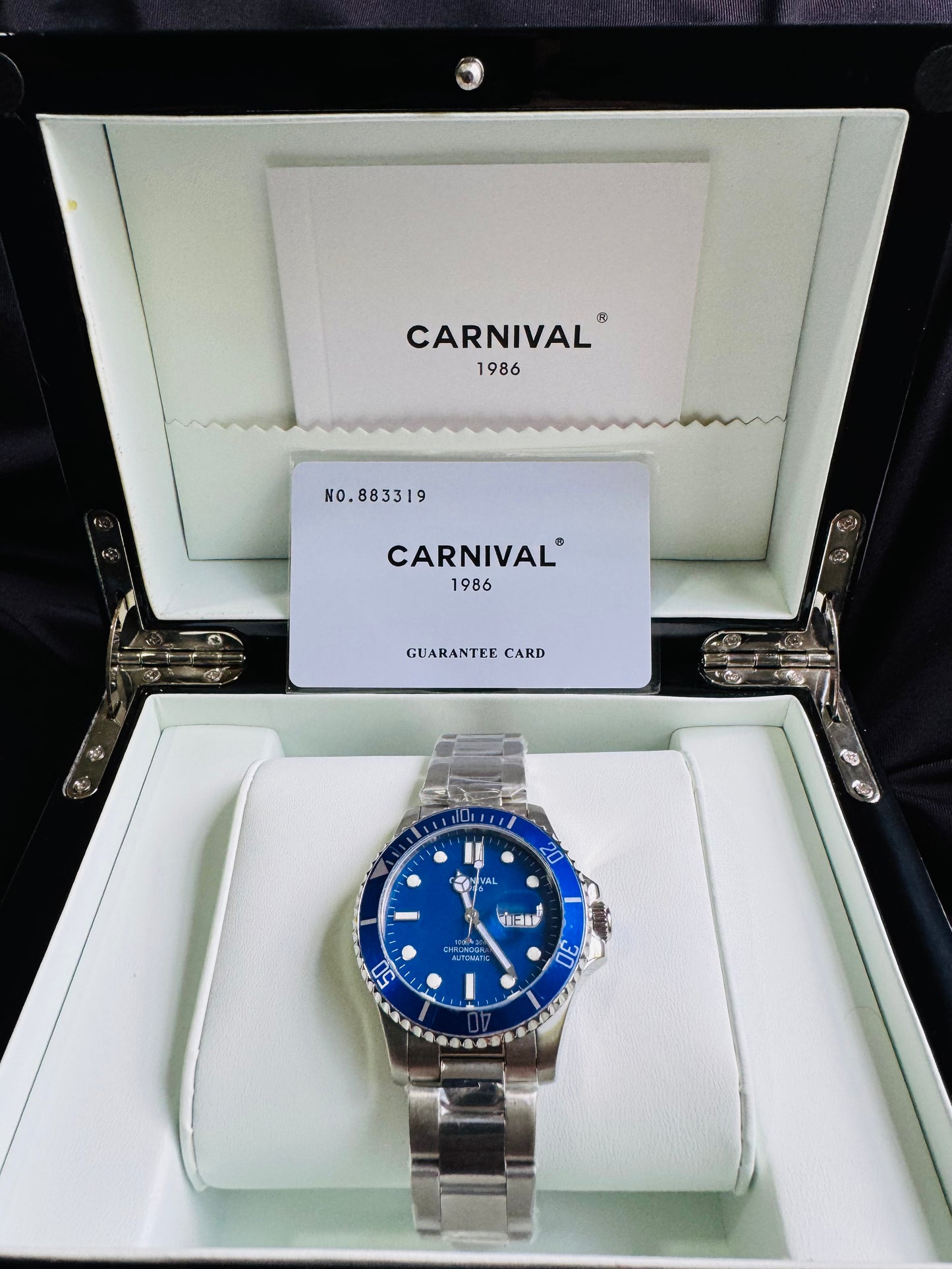 HERMOSO RELOJ AUTOMÁTICO MECÁNICO-CRONÓGRAFO-FECHADOR-DÍA SEMANA-CRISTAL ZAFIRO-34 JOYAS 💎-3 ATM -💯% ORIGINAL