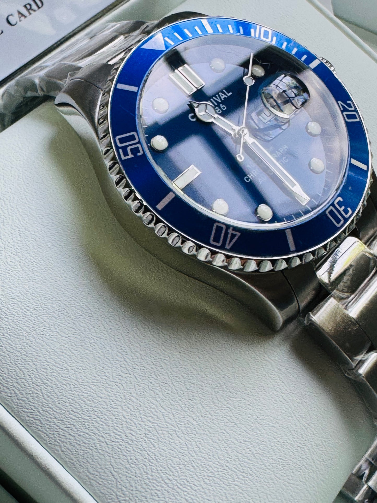 HERMOSO RELOJ AUTOMÁTICO MECÁNICO-CRONÓGRAFO-FECHADOR-DÍA SEMANA-CRISTAL ZAFIRO-34 JOYAS 💎-3 ATM -💯% ORIGINAL