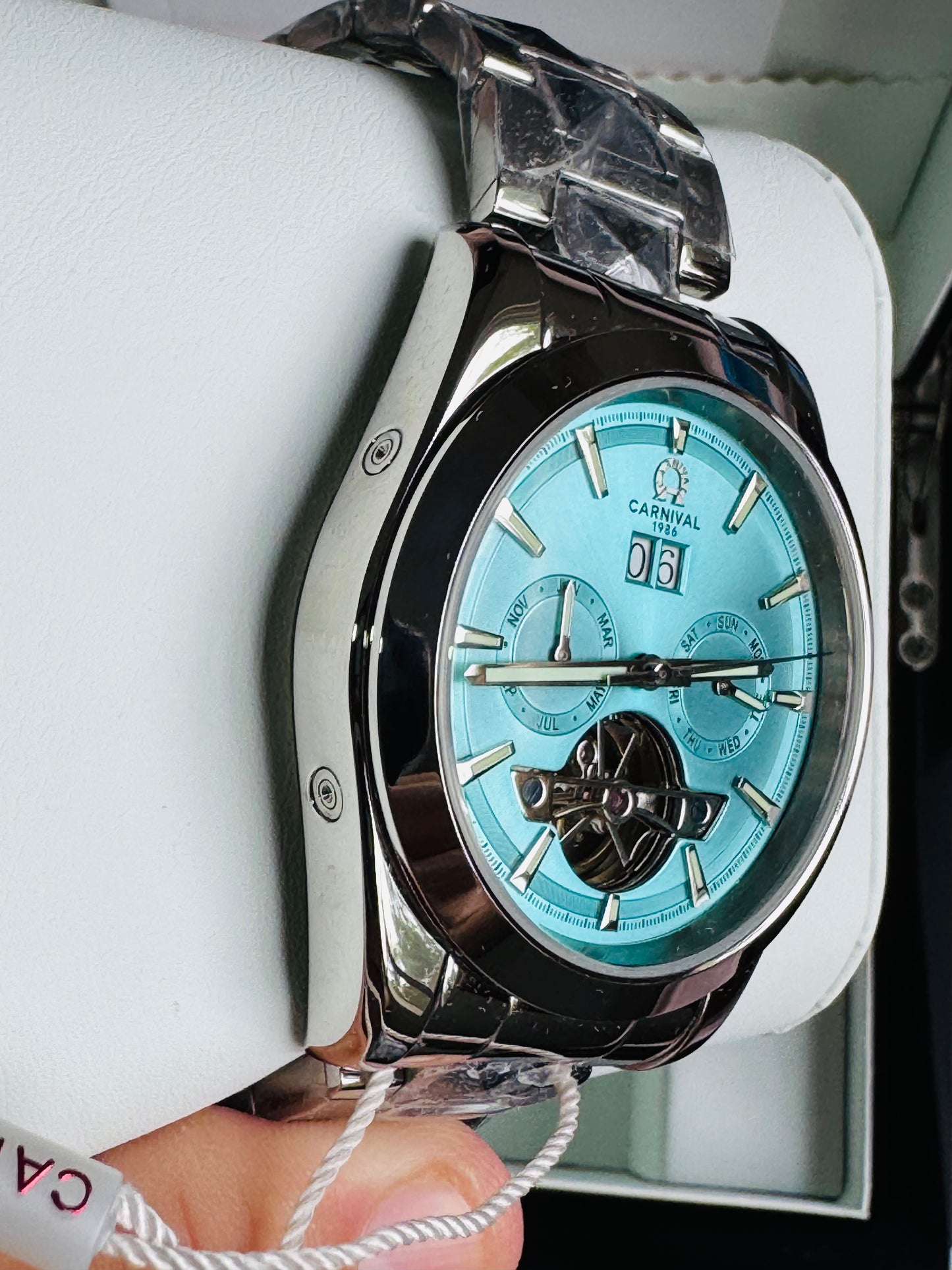 INNOVADOR DISEÑO RELOJ TOURBILLON-AUTOMÁTICO MECÁNICO TUNGSTENO DE LUJO -CRISTAL ZAFIRO-LUMINOSO- ESPECTACULAR BRAZALETE TUNGSTENO DE ALTA CALIDAD!!! MÚLTIPLES COMPLICACIONES-SEMANARIO-MES-FECHADOR-MOVIMIENTO HUECO-DESCARGADOR AUTOMÁTICO DE PRESIÓN- ETC