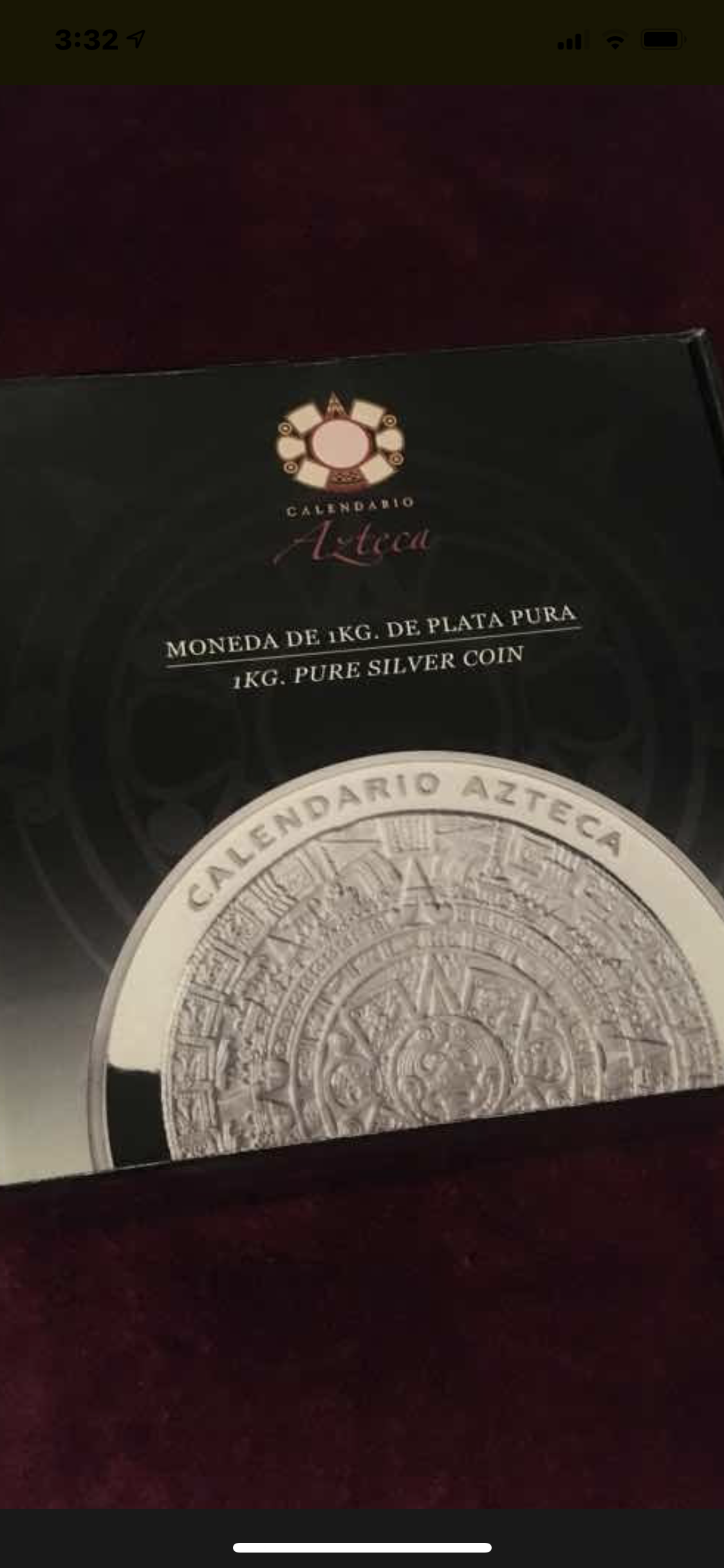 Moneda 1 Kilo de Plata .999 -1er Lugar a la Moneda más Hermosa del Mundo 🌍! Calendario Azteca!