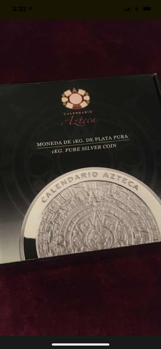 Moneda 1 Kilo de Plata .999 -1er Lugar a la Moneda más Hermosa del Mundo 🌍! Calendario Azteca!
