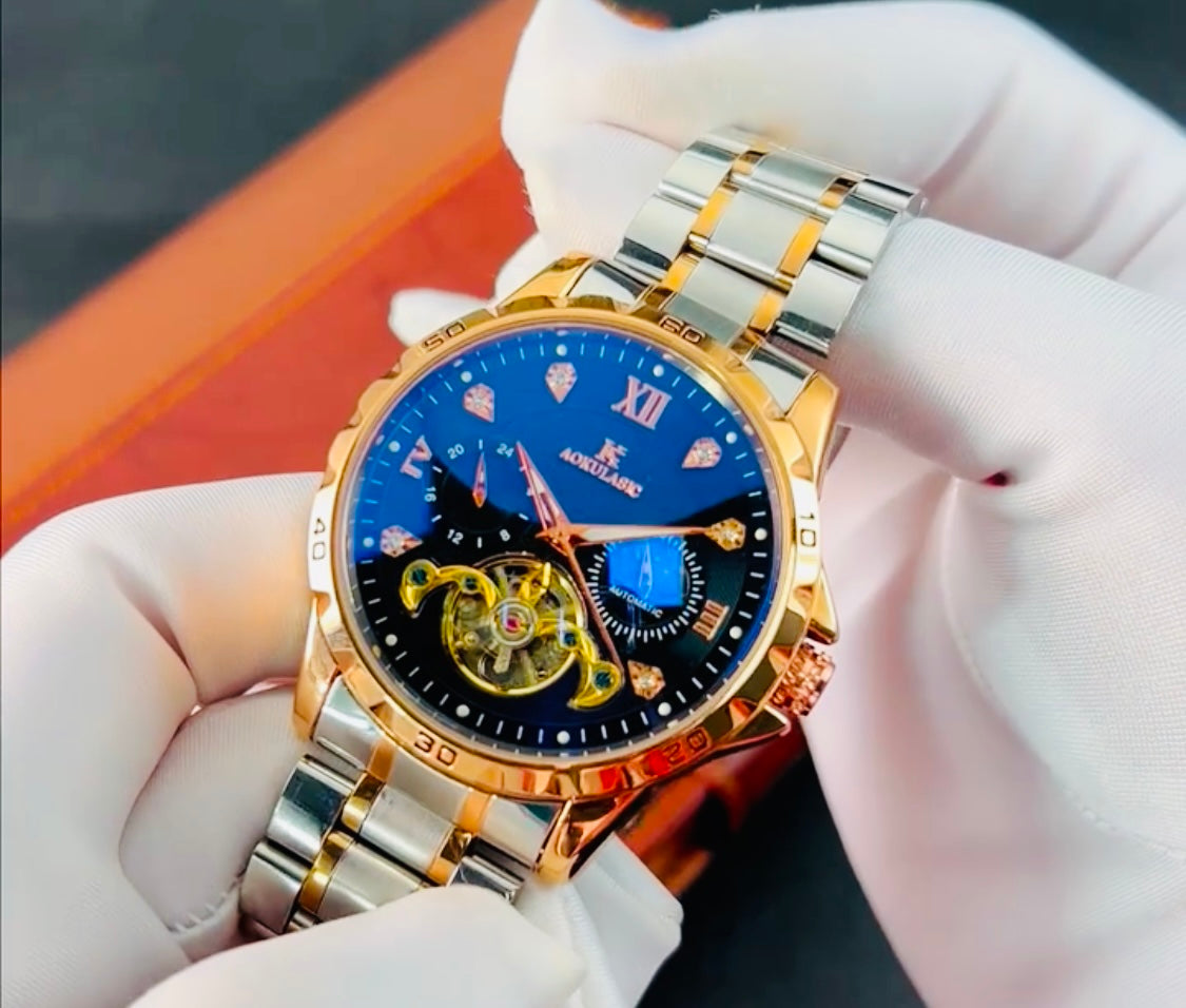 Impresionante Reloj Automático Mecánico Tourbillon 5 Complicaciones 💯% Original-Circonias Etcétera