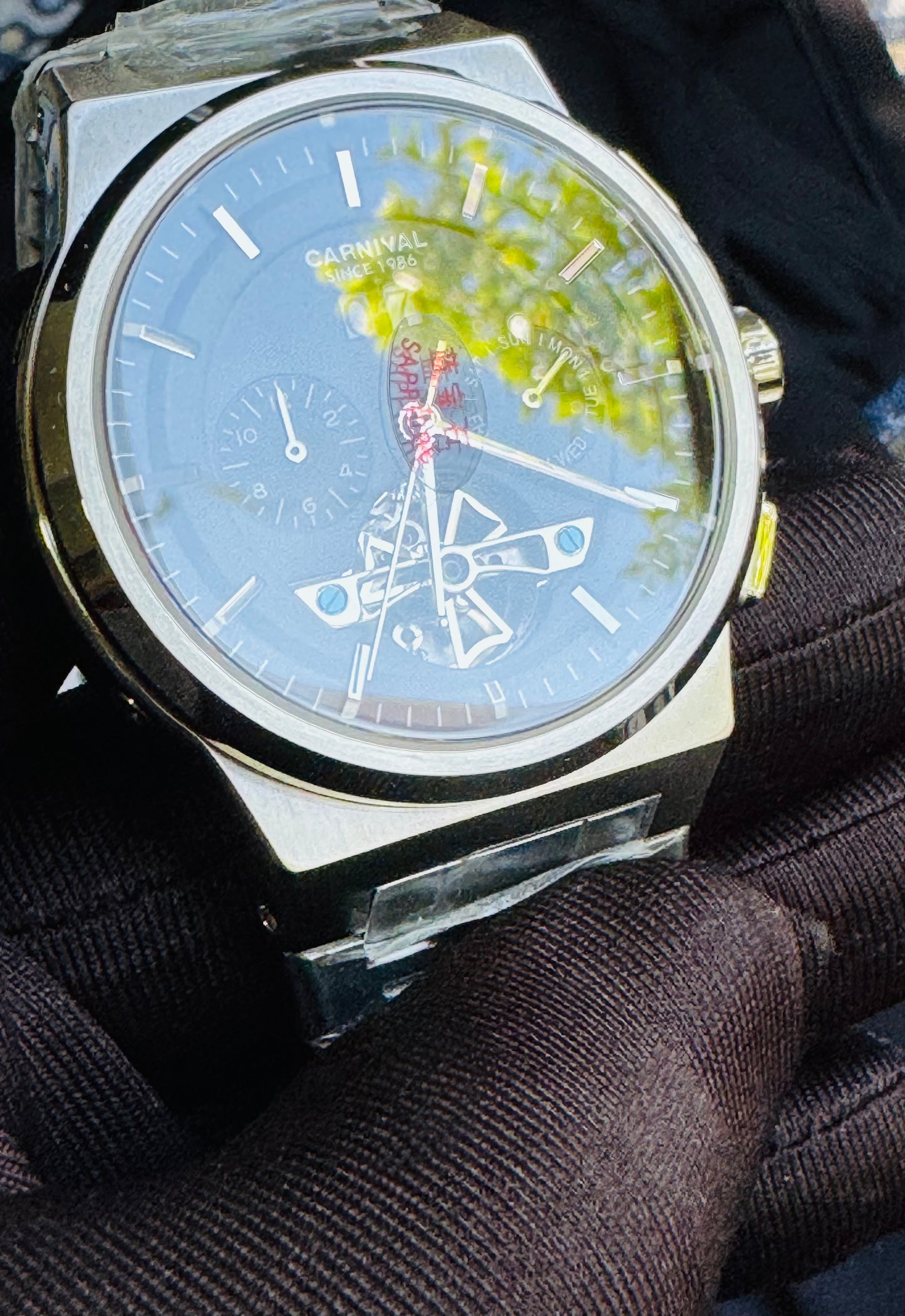 RELOJ I&W AUTOMATICO MECÁNICO-VENTANA TOURBILLON-CALENDARIO  MES-SEMANA-FECHADOR- HORAS PEQUEÑO DIAL JOYAS 💎 RESISTENTE AL AGUA- ALTA CALIDAD!!! 💯% ORIGINAL