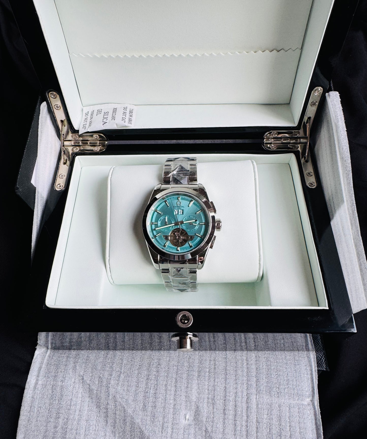 INNOVADOR DISEÑO RELOJ TOURBILLON-AUTOMÁTICO MECÁNICO TUNGSTENO DE LUJO -CRISTAL ZAFIRO-LUMINOSO- ESPECTACULAR BRAZALETE TUNGSTENO DE ALTA CALIDAD!!! MÚLTIPLES COMPLICACIONES-SEMANARIO-MES-FECHADOR-MOVIMIENTO HUECO-DESCARGADOR AUTOMÁTICO DE PRESIÓN- ETC