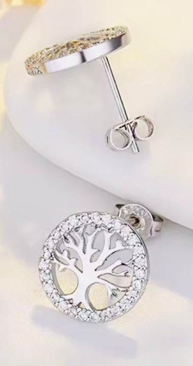 Elegantes Aretes de Plata 925 Árbol de la Vida! Perfectos para Regalo 🎁