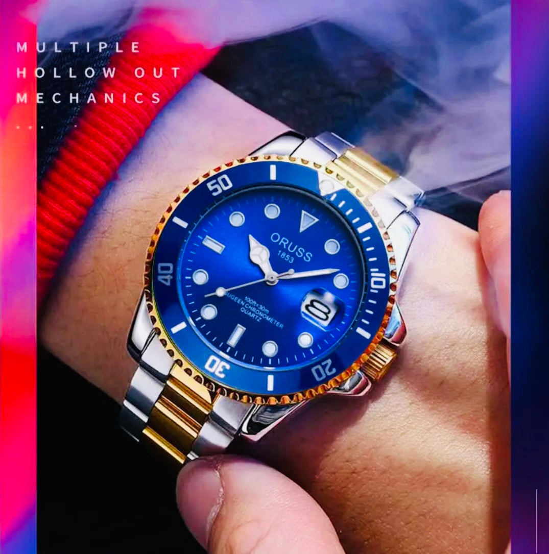 Elegante Reloj con Fechador-Acero Inoxidable Tipo SUBMARINER