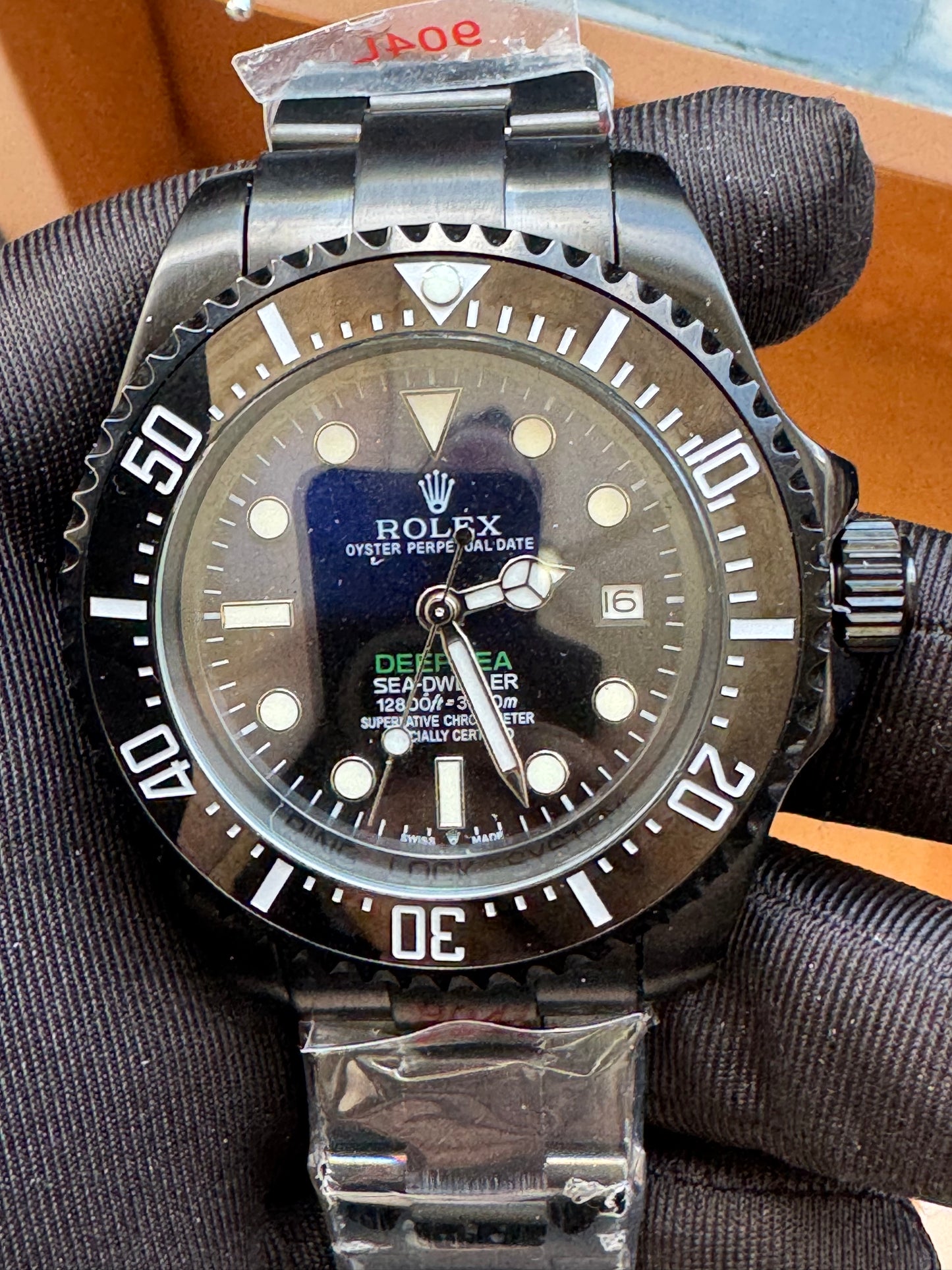 HERMOSO DISEÑO RELOJ AUTOMÁTICO MECÁNICO DEEP SEA DEWELLER VÁLVULA DE ESCAPE FECHADOR ETC;