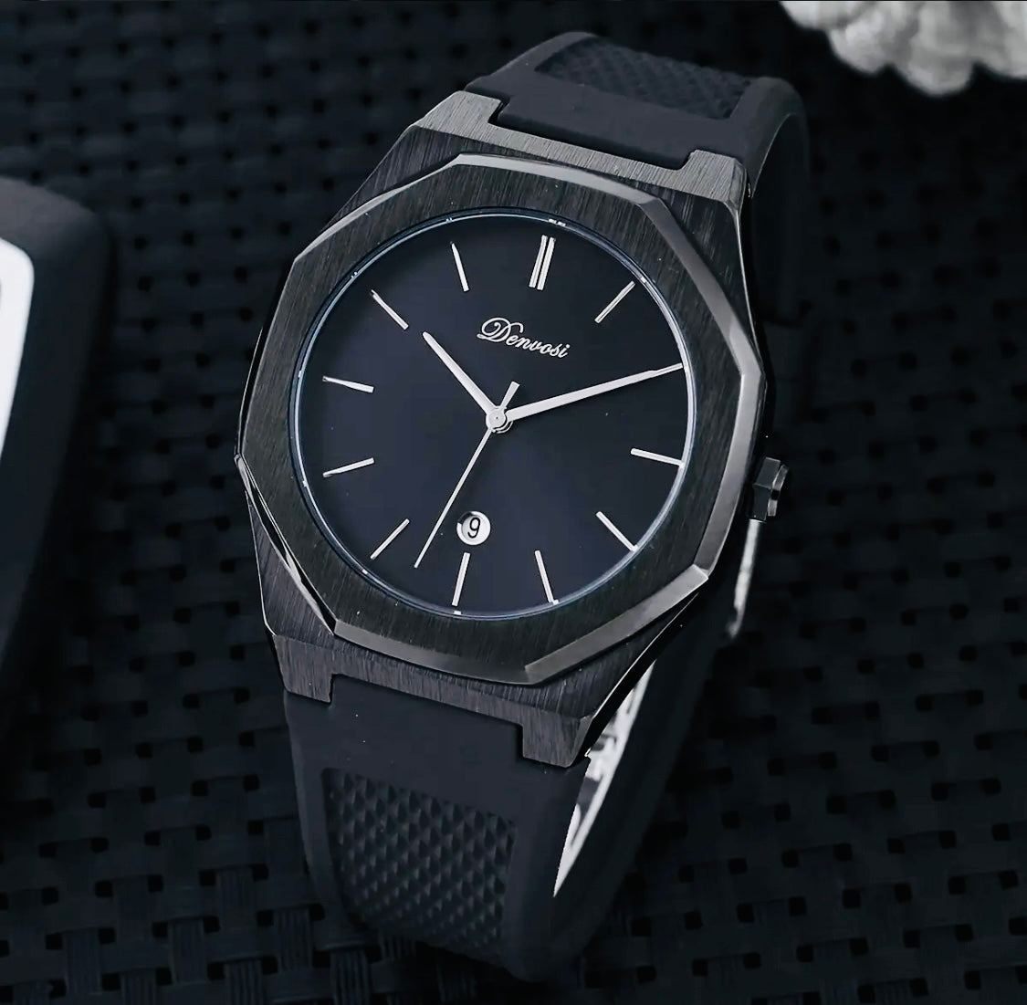 Moderno Diseño Reloj Octagonal Movimiento de Cuarzo 💯% Original Disponible en Negro y Gris con Plateado y Dorado