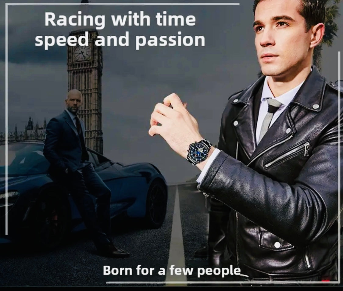 IMPACTANTE DISEÑO!!! RELOJ AUTOMÁTICO MECÁNICO MÚLTIPLES COMPLICACIONES!!! CALENDARIO-FECHADOR-DÍA DE LA SEMANA-50 METROS-DÍA DEL MES-LUMINOSO- DIAL DE VELOCIDAD-ETCÉTERA