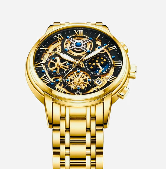 Hermoso Reloj Skeleton Multifuncional con Movimiento de Cuarzo Gran Diseño y Calidad 💯% Original