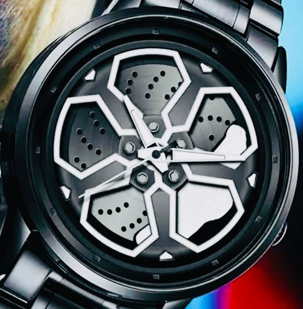 Reloj de Rin Giratorio Acero Inoxidable Movimiento de Cuarzo Disponible en Rojo-Amarillo y Negro