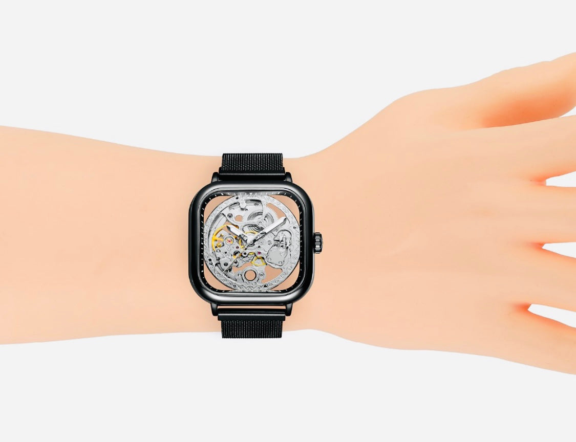 Hermoso Reloj Automático Mecánico Skeleton Movimiento de Excelente Calidad y Diseño! 💯% Original Pulso Magnético 🧲!