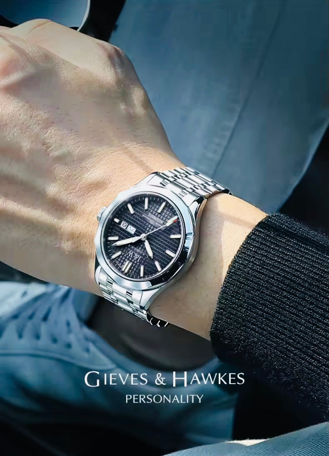IMPRESIONANTE RELOJ AUTOMÁTICO MECÁNICO I&W - TUNGSTENO-24 JOYAS 💎-FECHADOR-CRYSTAL ZAFIRO-MOVIMIENTO SUIZO- 💯% ORIGINAL