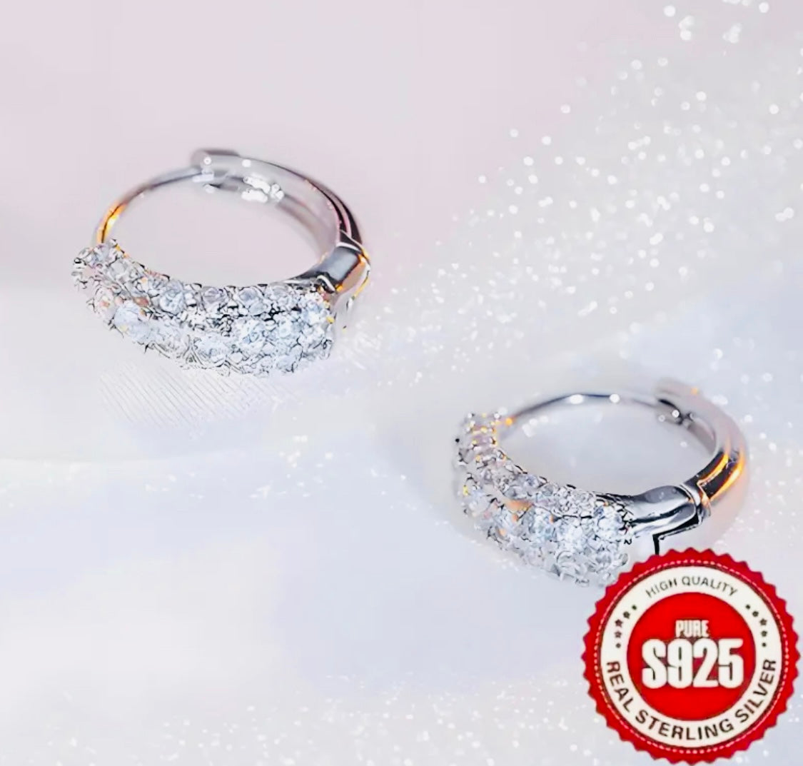 Elegantes Pendientes de Plata 925 con incrustaciones de circonita-Hipoalergenico Ideal para Regalo 🎁