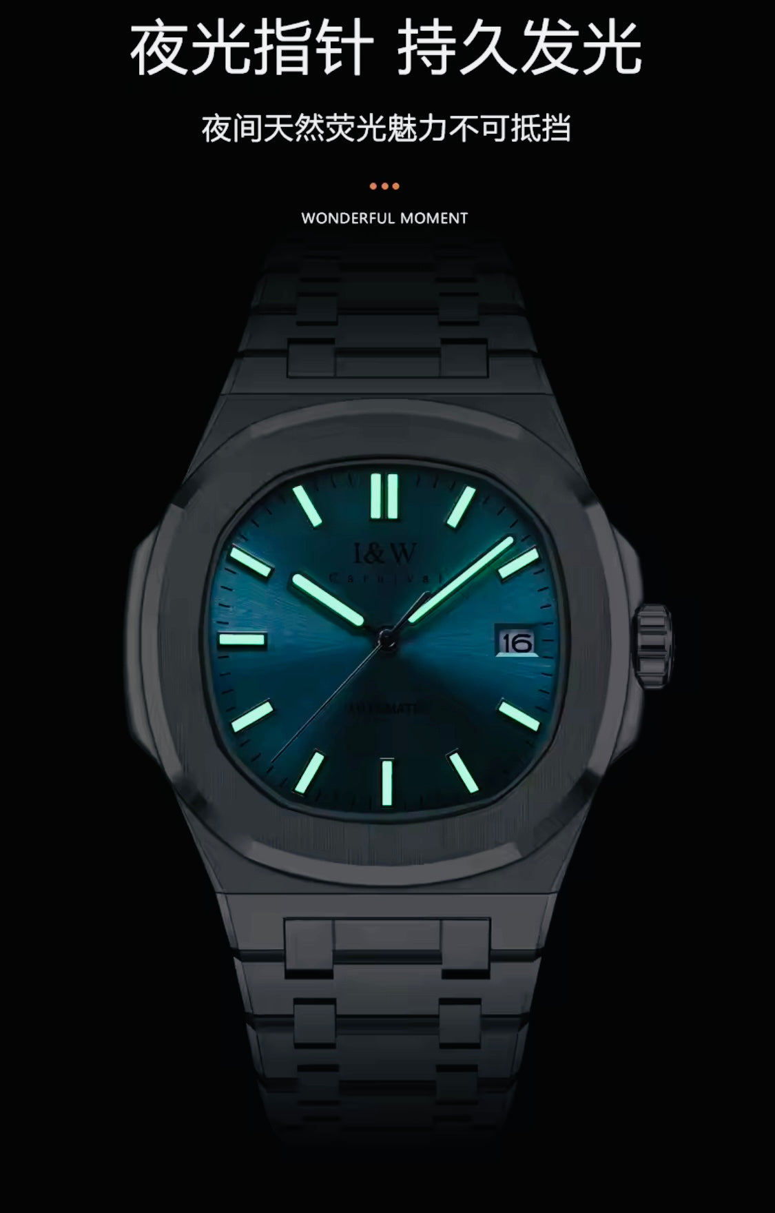 ELEGANTE RELOJ MECÁNICO AUTOMÁTICO DE GRAN CALIDAD I & W CARNIVAL 💯% ORIGINAL