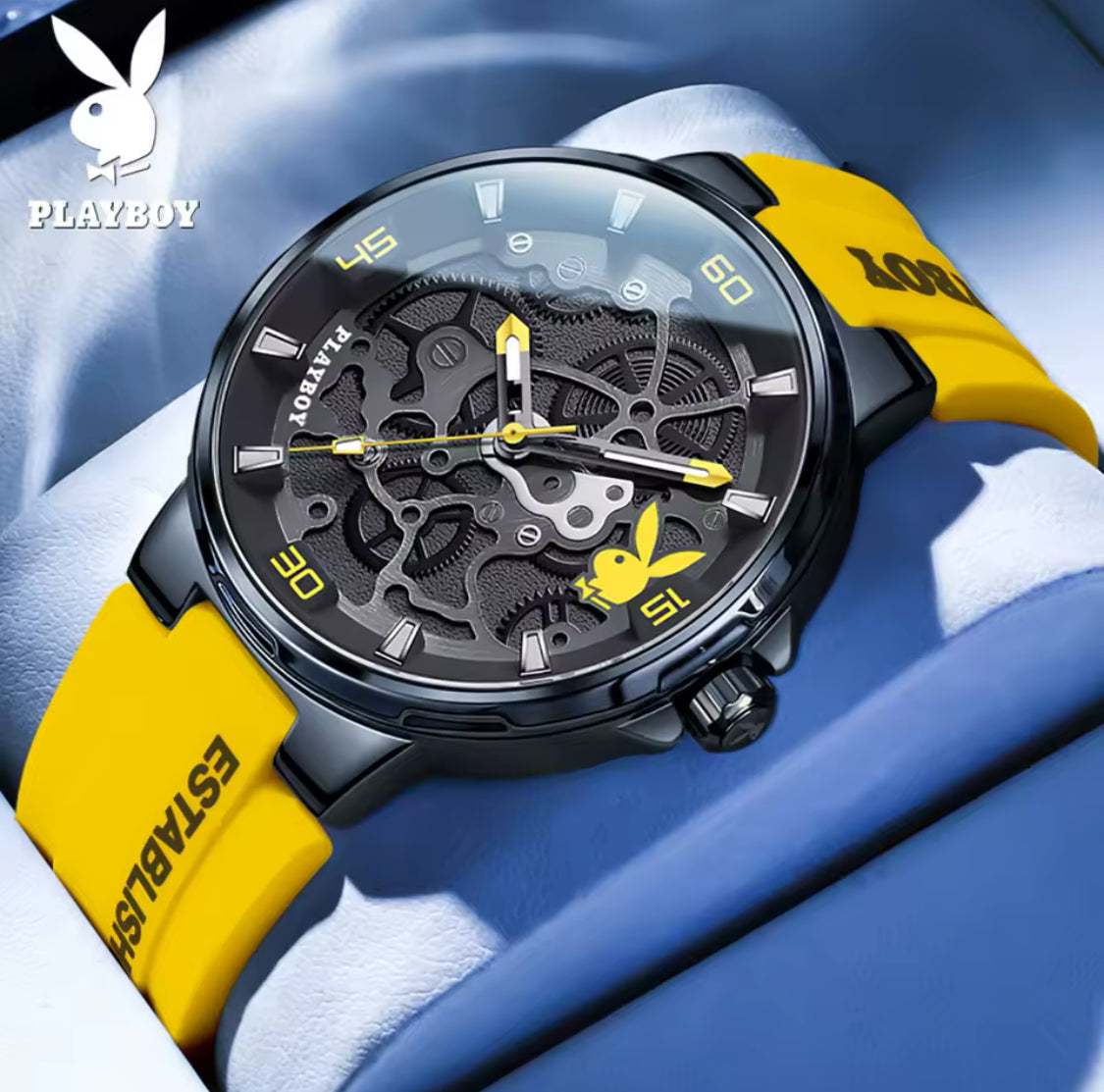 PLAYBOY-Reloj de pulsera luminoso para hombre, cronógrafo de cuarzo, informal, resistente al agua, de lujo, de alta calidad 💯% Original