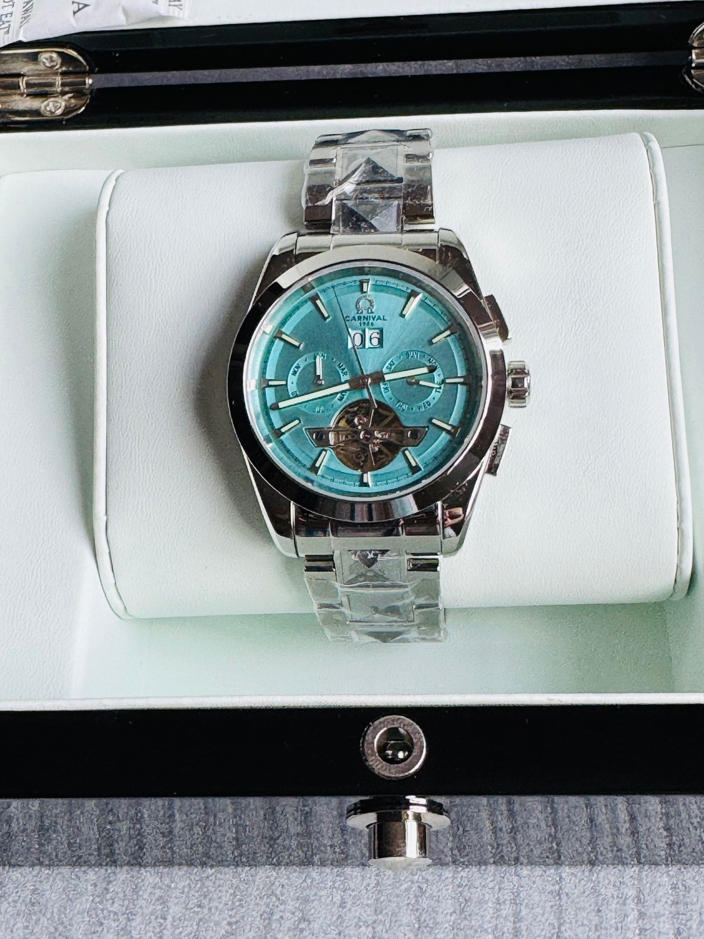 INNOVADOR DISEÑO RELOJ TOURBILLON-AUTOMÁTICO MECÁNICO TUNGSTENO DE LUJO -CRISTAL ZAFIRO-LUMINOSO- ESPECTACULAR BRAZALETE TUNGSTENO DE ALTA CALIDAD!!! MÚLTIPLES COMPLICACIONES-SEMANARIO-MES-FECHADOR-MOVIMIENTO HUECO-DESCARGADOR AUTOMÁTICO DE PRESIÓN- ETC