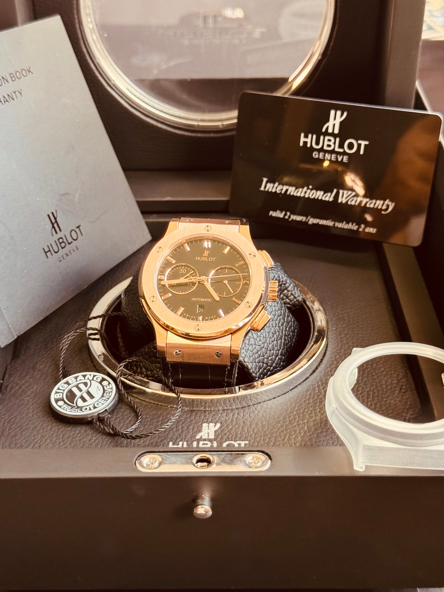 MÁXIMO LUJO RELOJ AUTOMÁTICO MECÁNICO HUBLOT - MÚLTIPLES COMPLICACIONES FUNCIONALES -CRISTAL ZAFIRO-21 JOYAS-MÁXIMA ELEGANCIA!!!