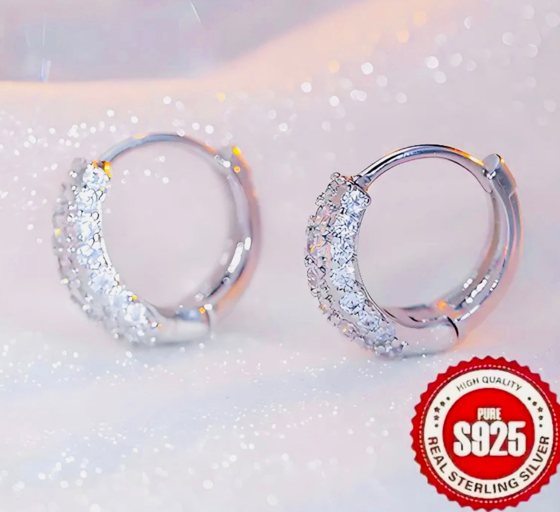 Elegantes Pendientes de Plata 925 con incrustaciones de circonita-Hipoalergenico Ideal para Regalo 🎁