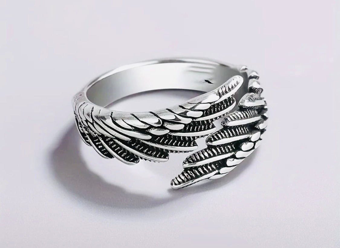 Hermoso anillo de plata .925 Alas de Ángel Unisex-Initalla-Hipoalergenico! Perfecto para regalo