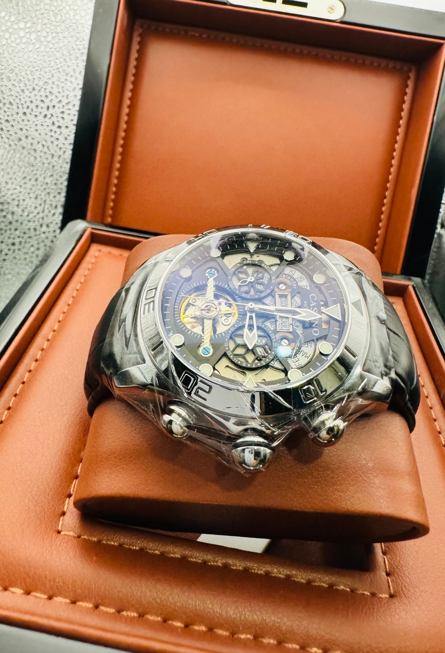 IMPRESIONANTE GRANDE Y PESADO RELOJ AUTOMÁTICO MECÁNICO SKELETON TOURBILLON 💯% ORIGINAL MÚLTIPLES COMPLICACIONES FUNCIONALES! GRAN CALIDAD A UN SÚPER PRECIO!